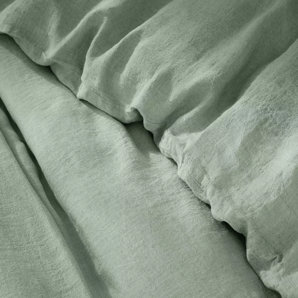 Housse de couette lin lavé (260 x 240 cm) Louise Vert eucalyptus