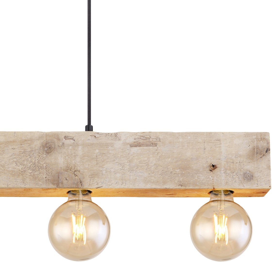 Pendelleuchte - schwarz-matt-dunkelbraun - Holz-Metall