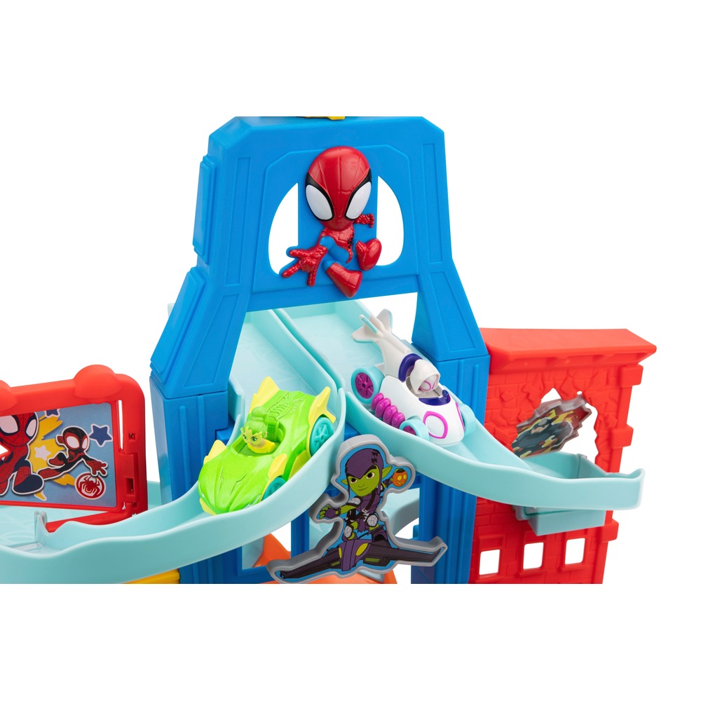 Marvel Spidey und Freunde Amazing Metals City Rennbahn-Spielset mit fünf Fahrzeugen