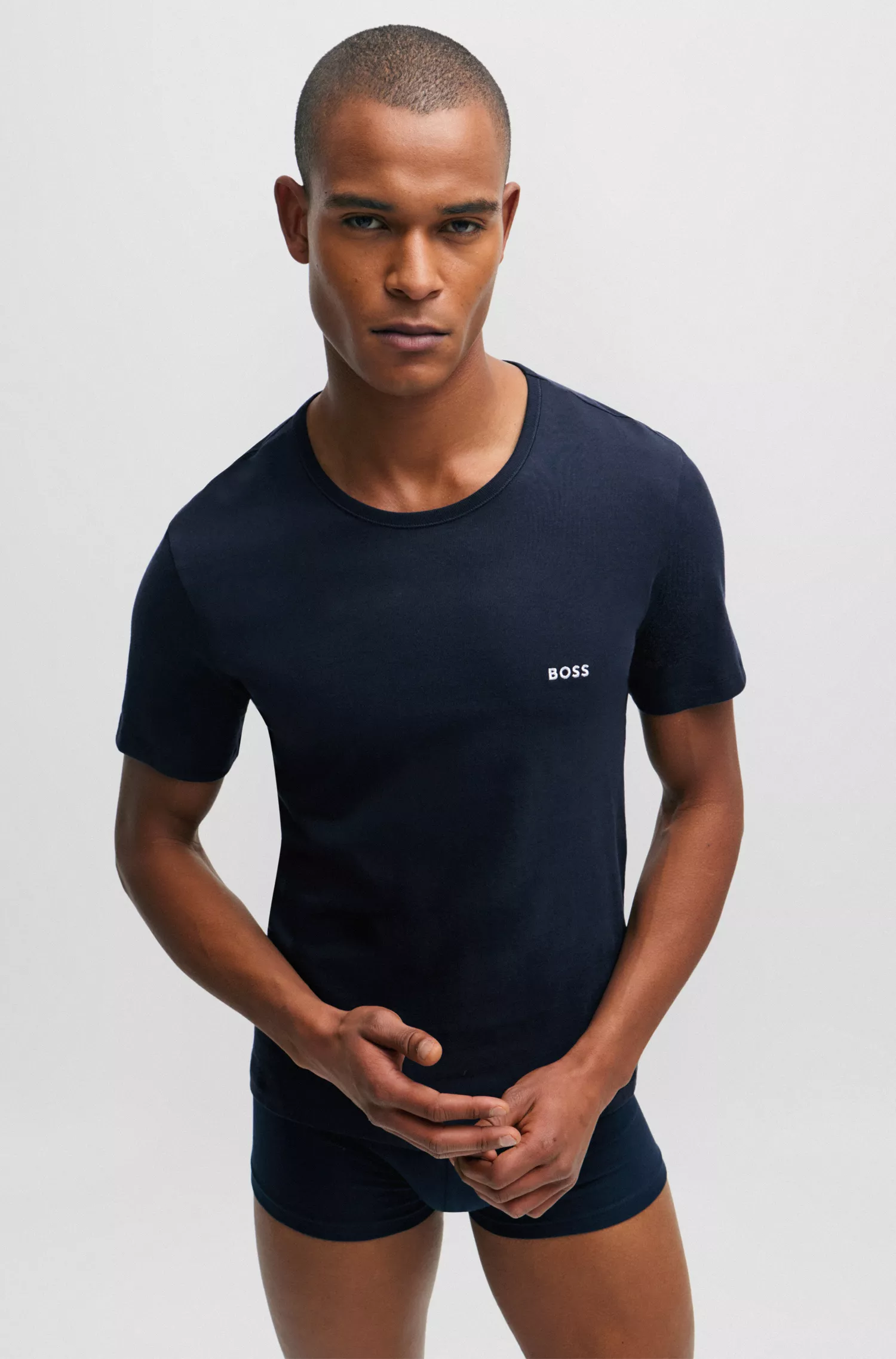 BOSS Black - Pacote com três camisetas de marca em malha de algodão