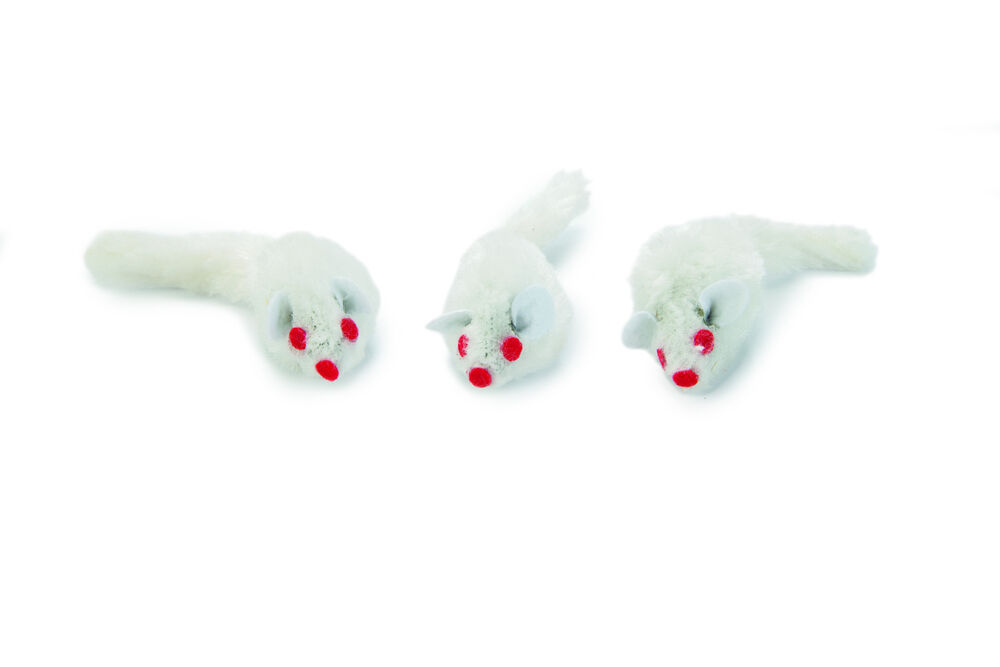 Beeztees Pluche Muisje - Kattenspeeltje - Wit - 5 cm