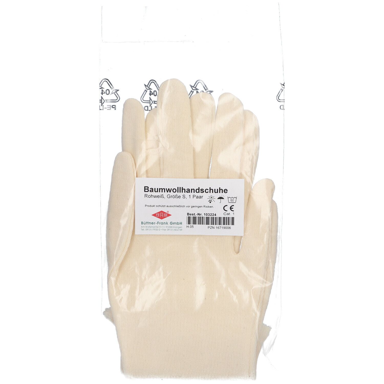 FRANK® Zwirnhandschuhe aus Baumwoll-Trikot rohweiß Gr. S