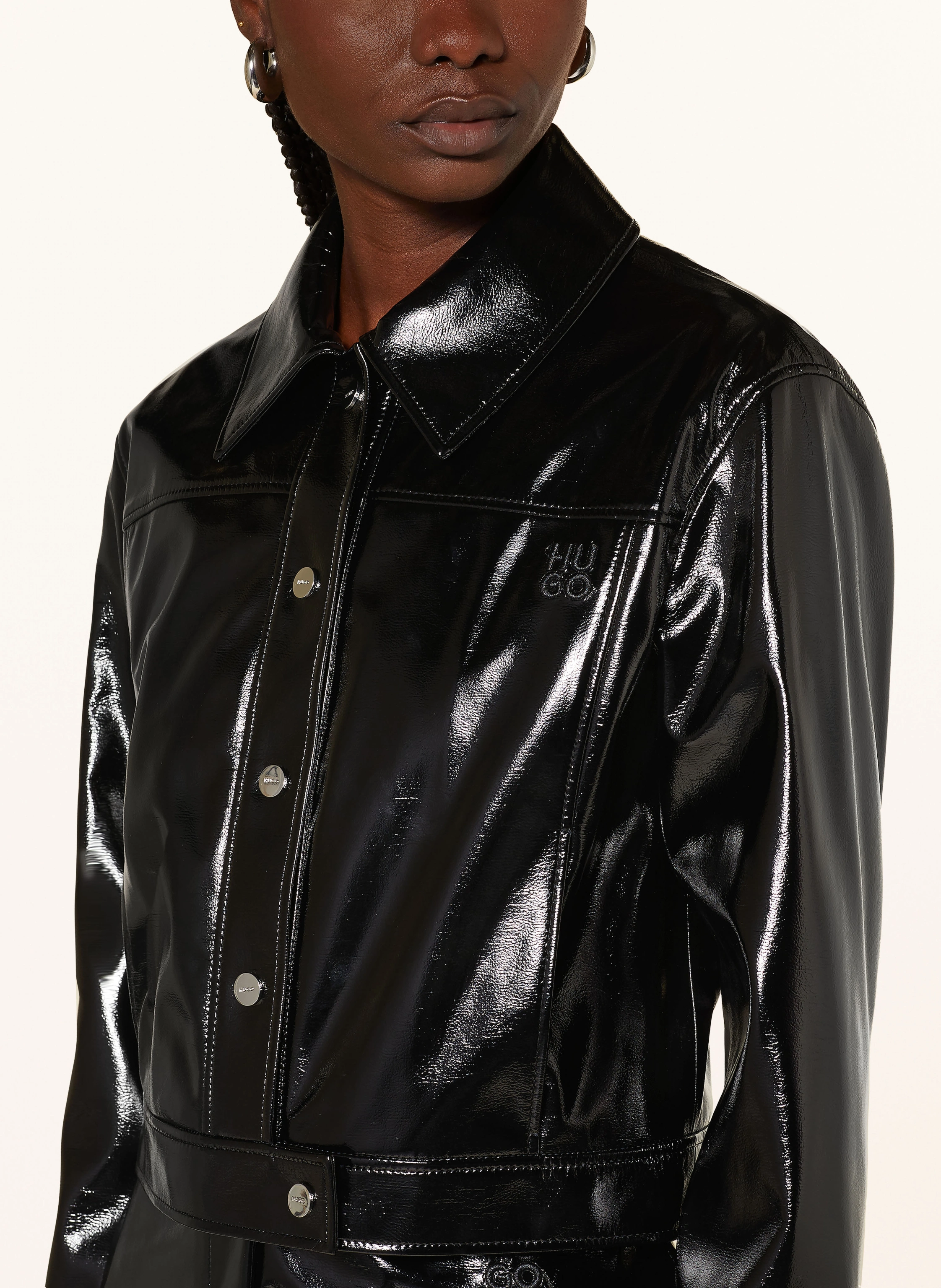 HUGO Cropped-Jacke AIOTA in Lederoptik