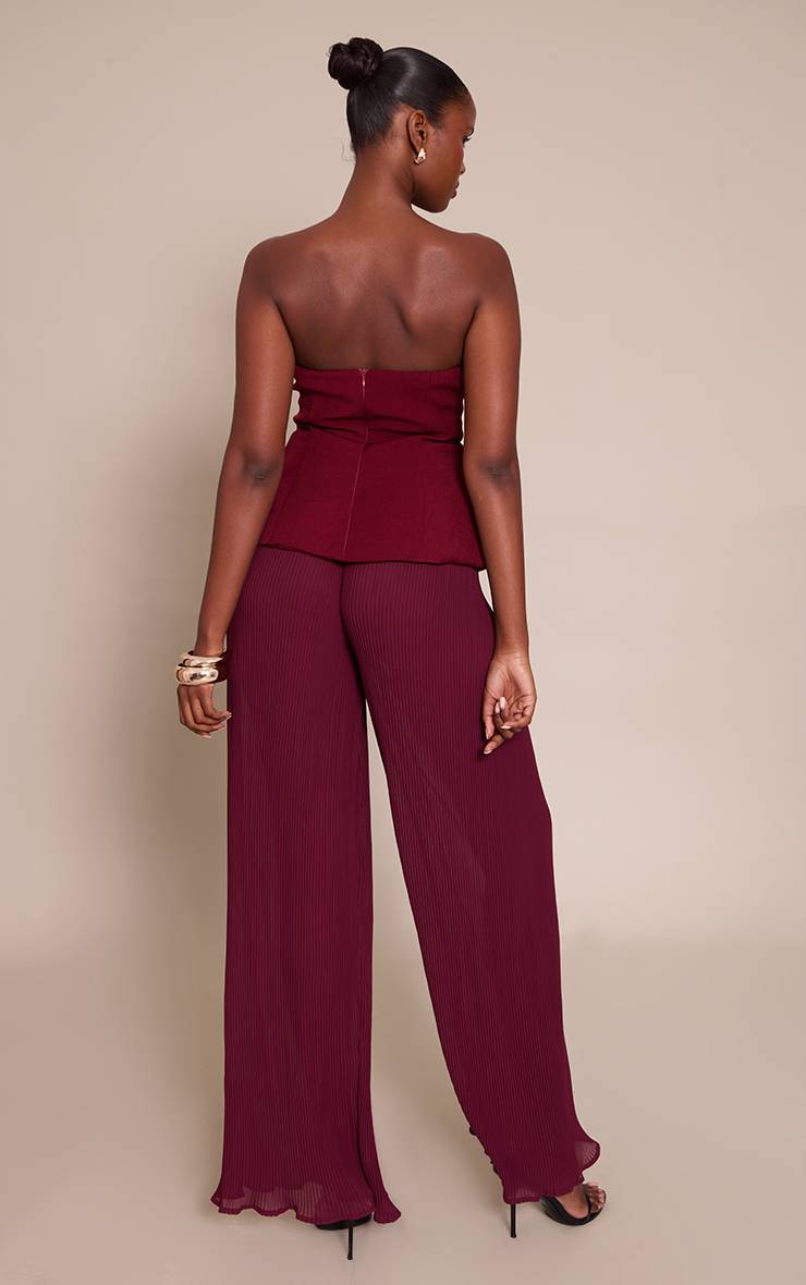 Prune Combinaison Bandeau Tissée À Jambes Plissées