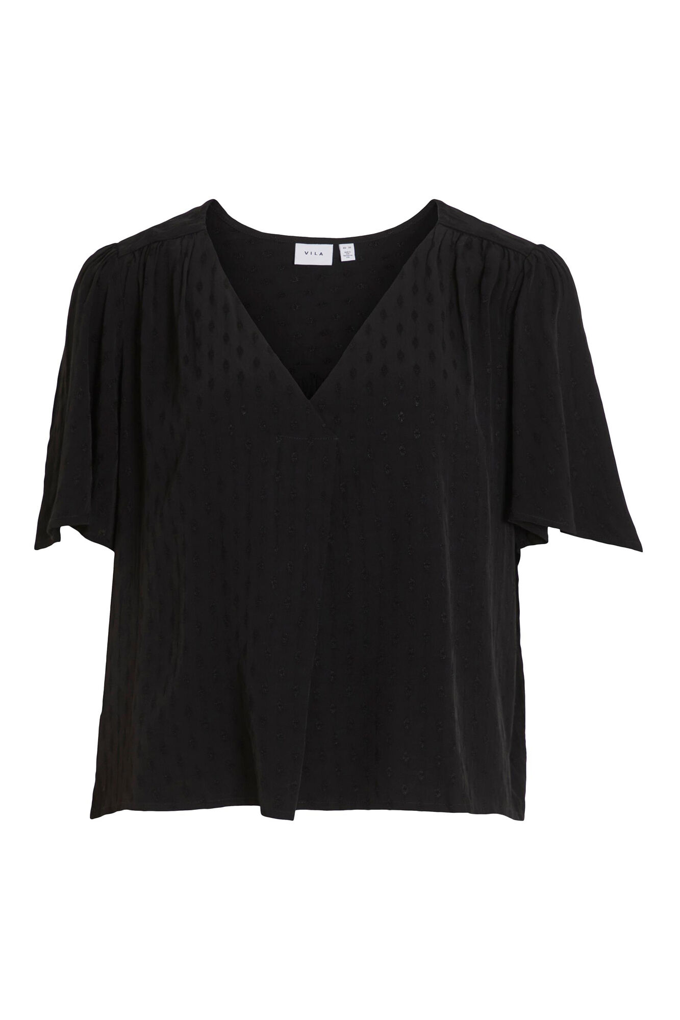 Blusa de cetim de manga curta - Preta