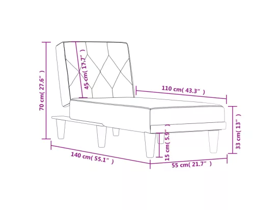 Chaise longue bleu velours