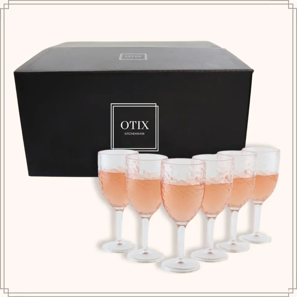 OTIX Plastic Wijnglazen 6 stuks 400 ml Gehamerd Kunststof