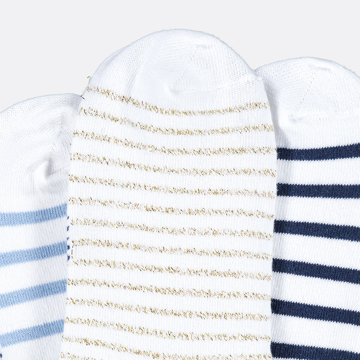 COLEÇÃO LA REDOUTE<br>Conjunto de 3 pares de meias listradas