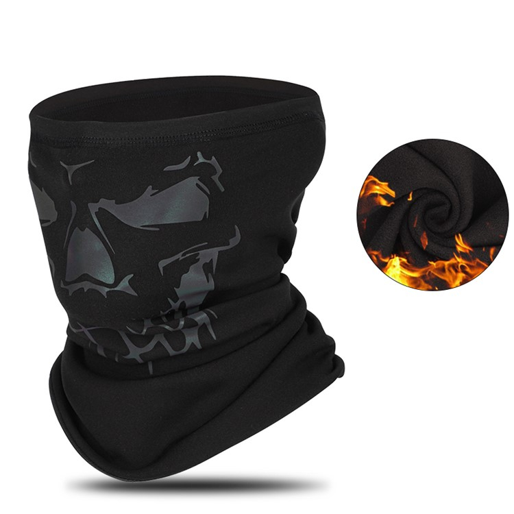 Reflektierendes Bandana Motorrad Schal Fahrrad Halstuch Biker Sturmmaske Ski Schlauchschal Totenkopf Design - Schwarz