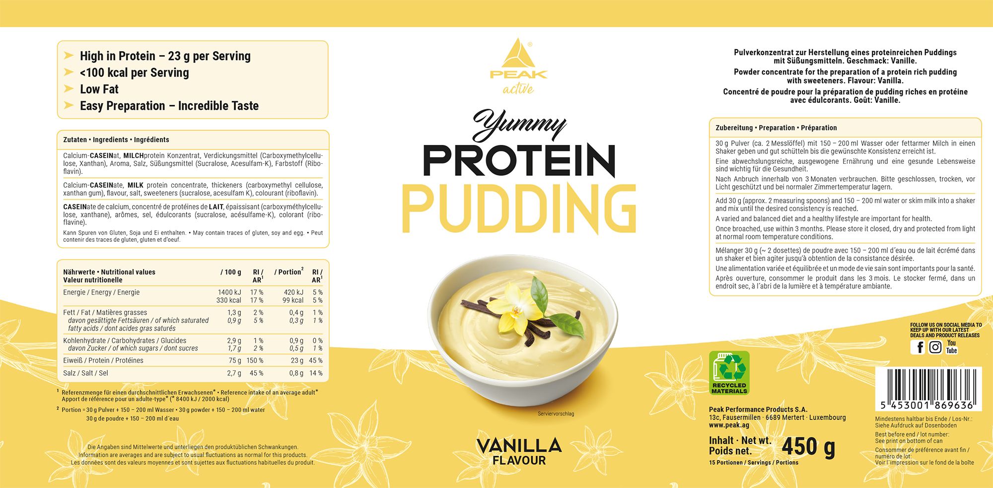PEAK Yummy Protein Pudding