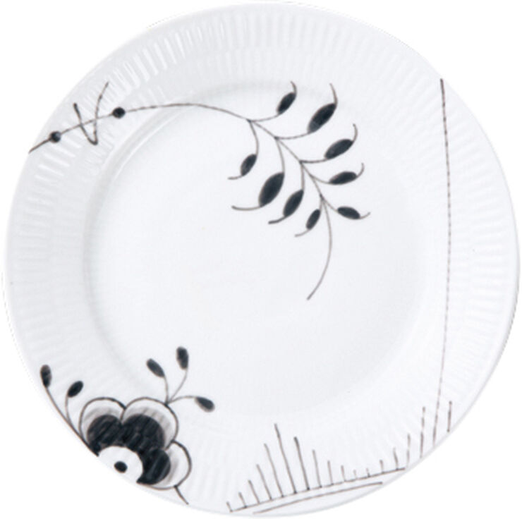 Royal Copenhagen Sort Mega Riflet 19 cm. tallerken Hvid, sort