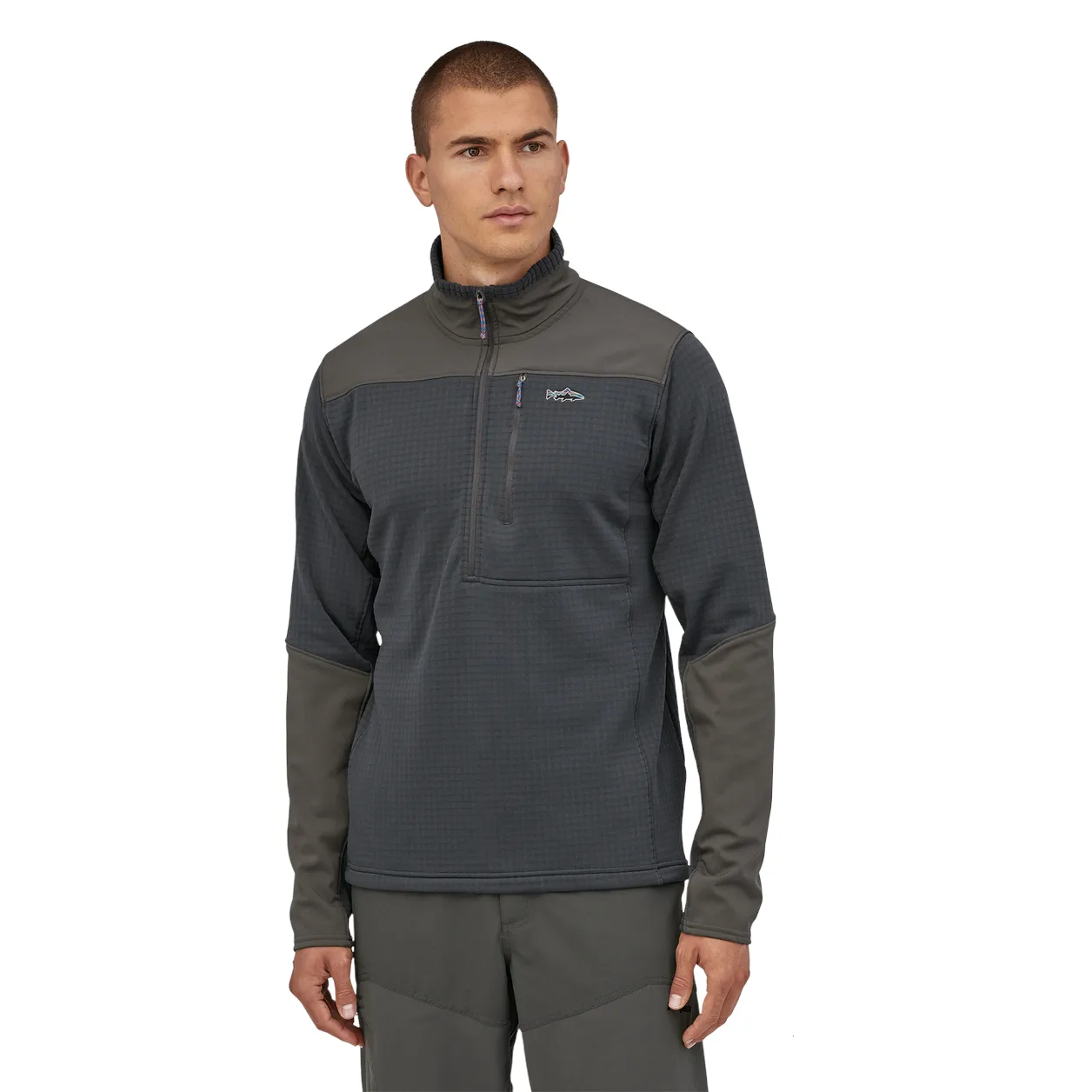 Patagonia M's L/S R1 Fitz Roy 1/4 Zip Black