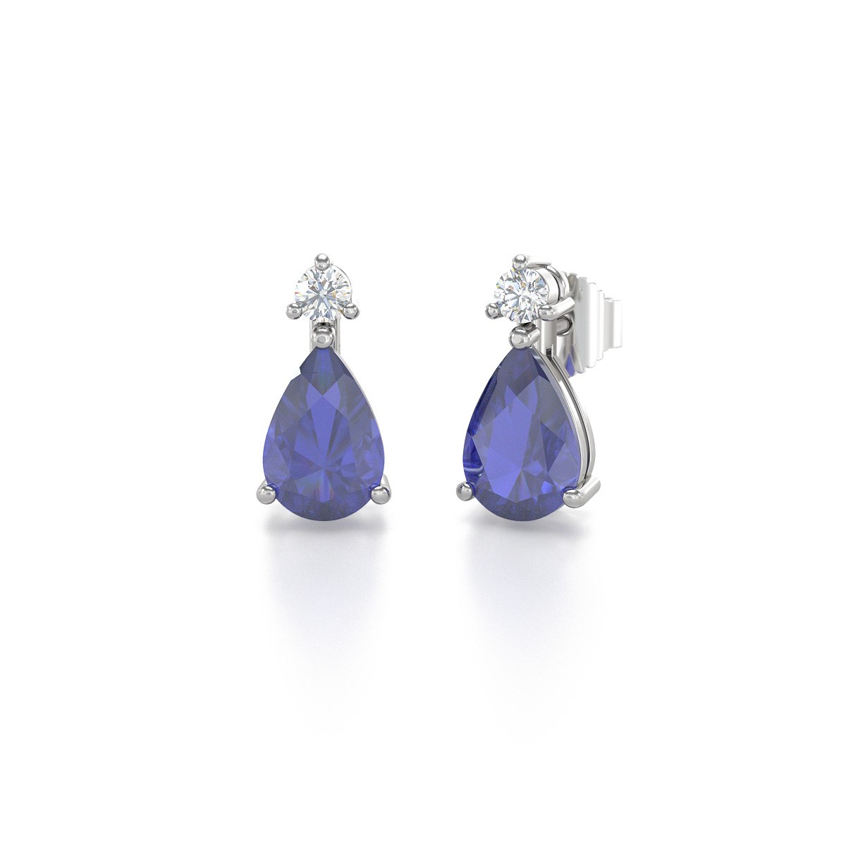 Boucles d'oreilles ADEN Or 585 Blanc Tanzanite et Diamants 1.15grs