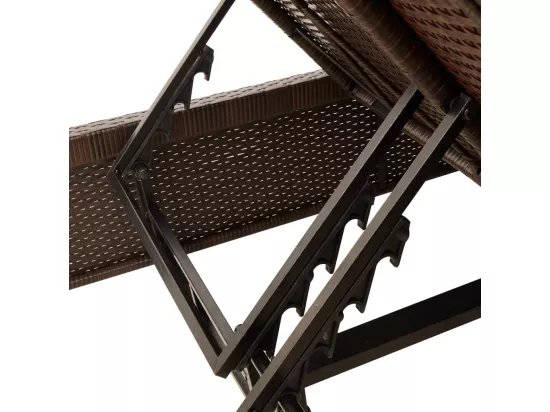 Chaise longue double avec coussins marron résine tressée