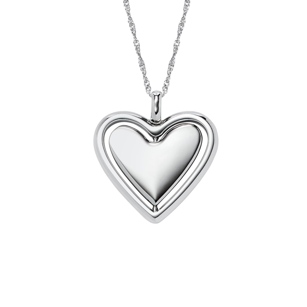 Fossil Halskette Legacy Heart Anhänger drehbar Silbrig