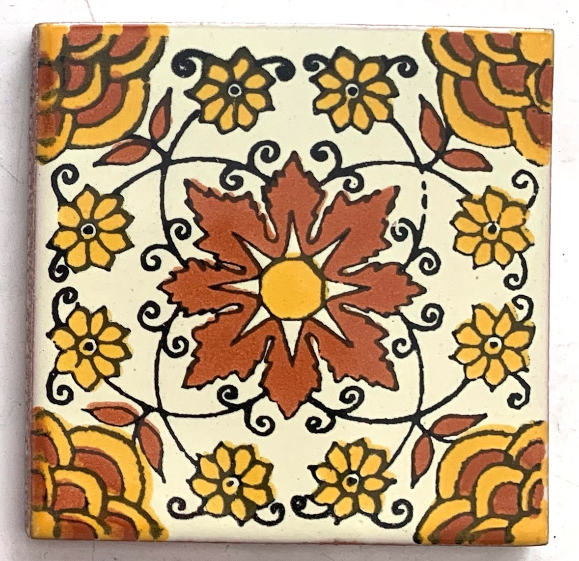 Kachel 'Carmen', gelb, orange, T 10 cm, B 10 cm, H 0,5 cm von fischer's lagerhaus