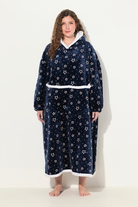 Loungewear-Poncho, Plüsch, Kapuze, Langarm, Tasche