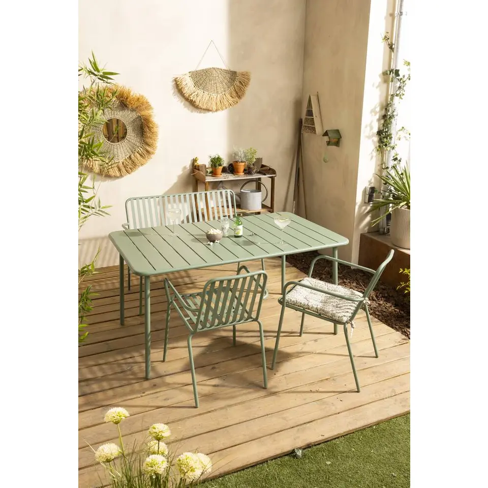 Tuintafel Vence - metaal lichtgroen - 72x150x90 cm