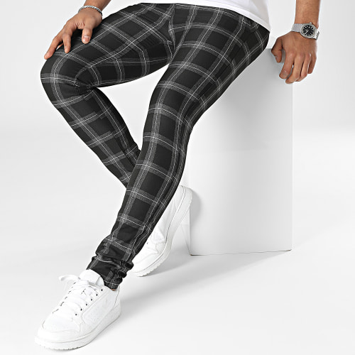 Pantalon A Carreaux Gris Anthracite Noir