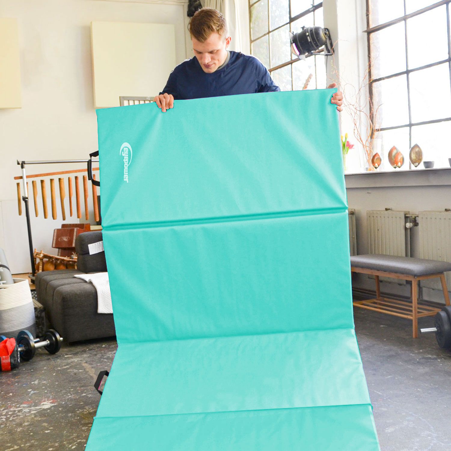 Weichbodenmatte 300*100*5cm mint/aubergine