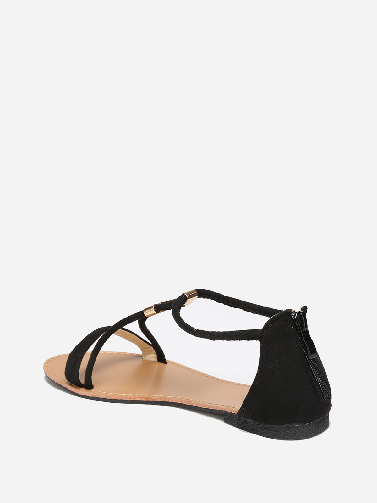 Sandales à brides détails métallisés grandes tailles- Noir