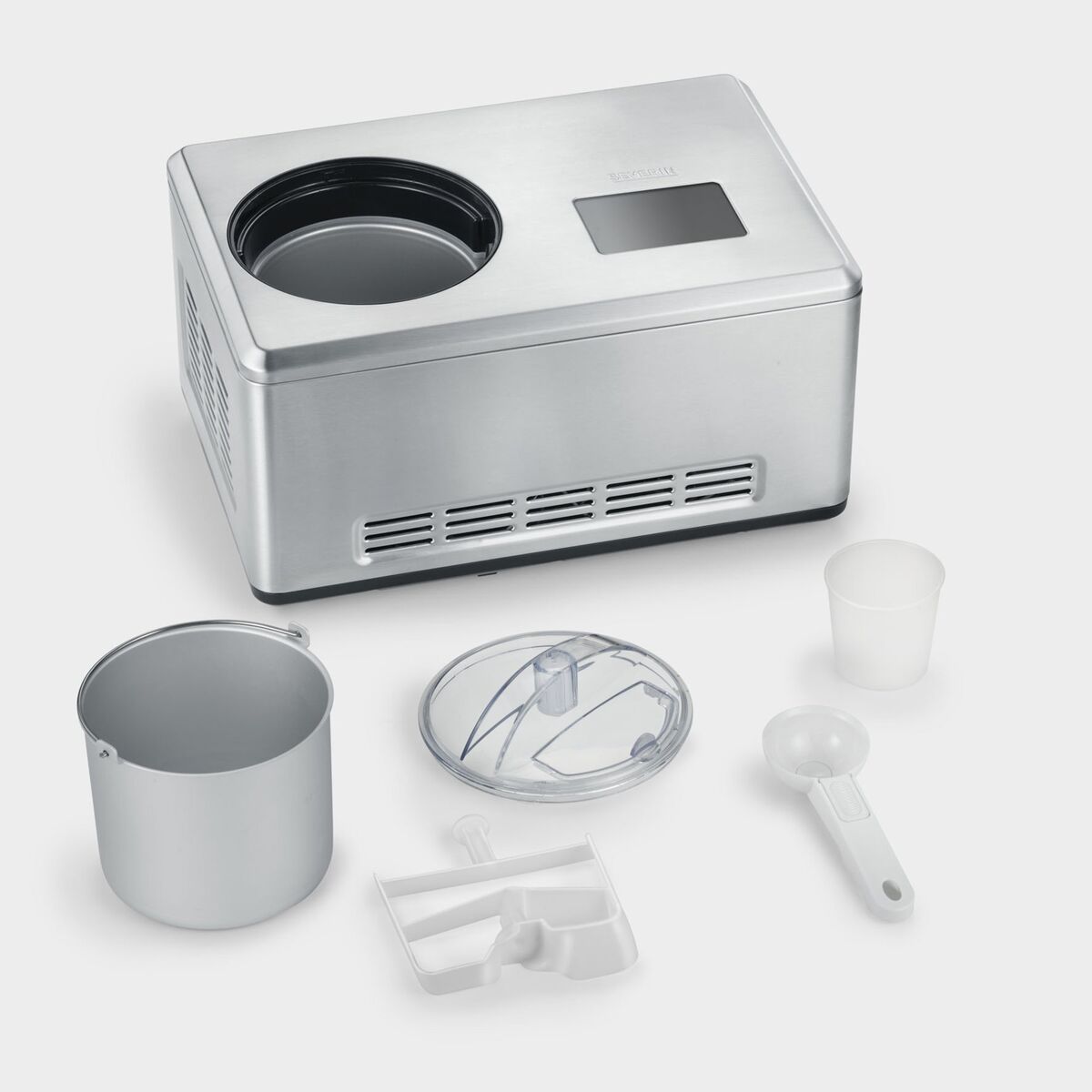 Iskremmaskin med kompressor + 2 iskremskåler, 2 liter