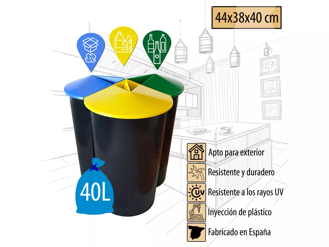 Cube Jov 40 litres en 3 compartiments noirs 20 x 12 x 12 cm en plastique