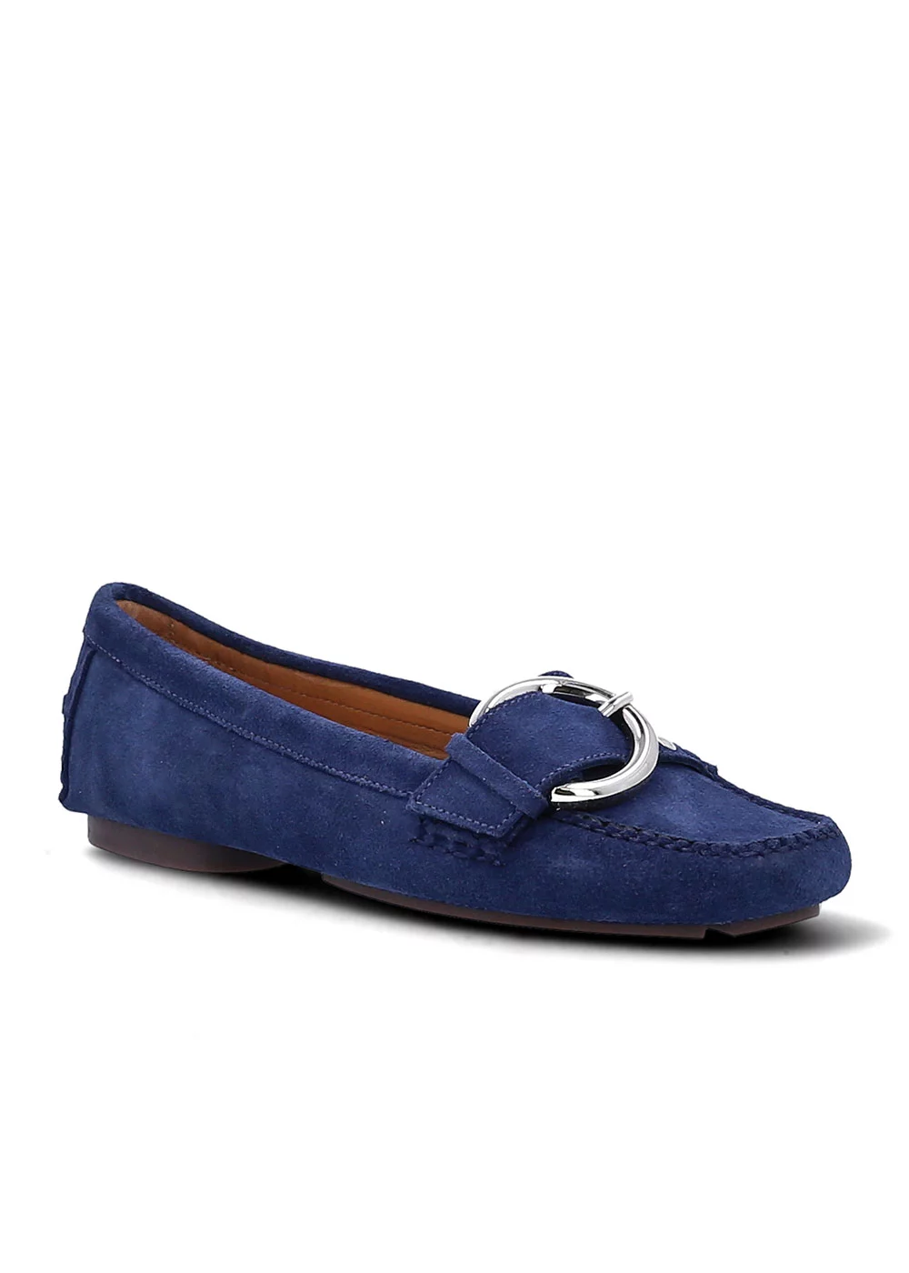MOCASSIN BIG BUCKLE VELOURS MARINE