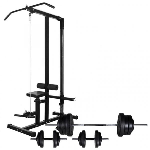 Torre De Musculação Com Conjunto Barras E Halteres 60,5 Kg - 275354