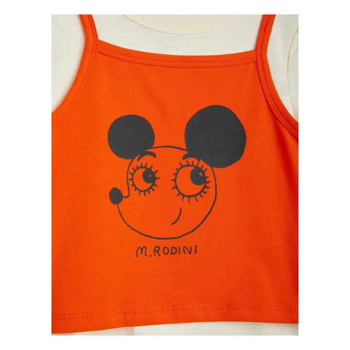 Mini Rodini T-Shirt et Débardeur Superposé Coton Bio Ritzrats | Orange