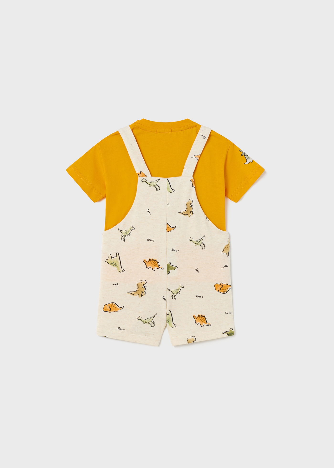 Conjunto de duas peças com camiseta estampada e jardineira para bebê