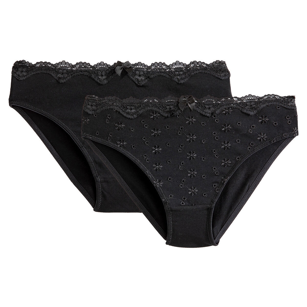 COLEÇÃO LA REDOUTE<br>Conjunto de 2 calcinhas em algodão bordado, Galya