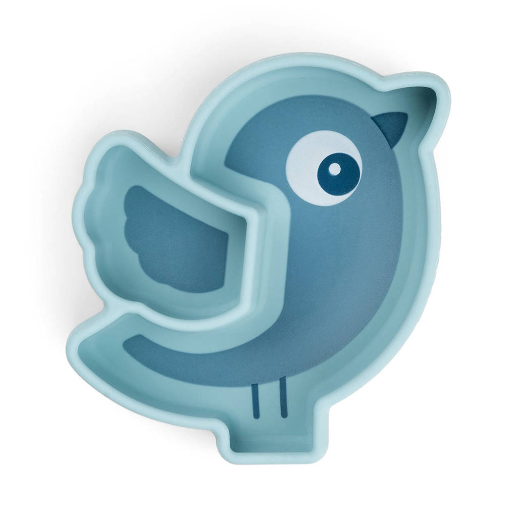 Silicone Stick&Stay snack plate Birdee Blue