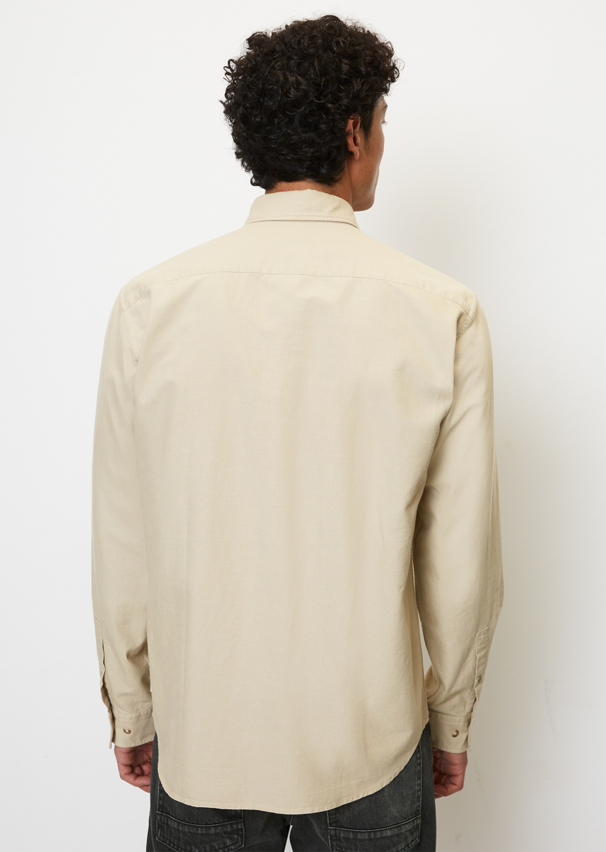 Chambray-Langarm-Hemd regular aus Bio-Baumwolle und Leinen