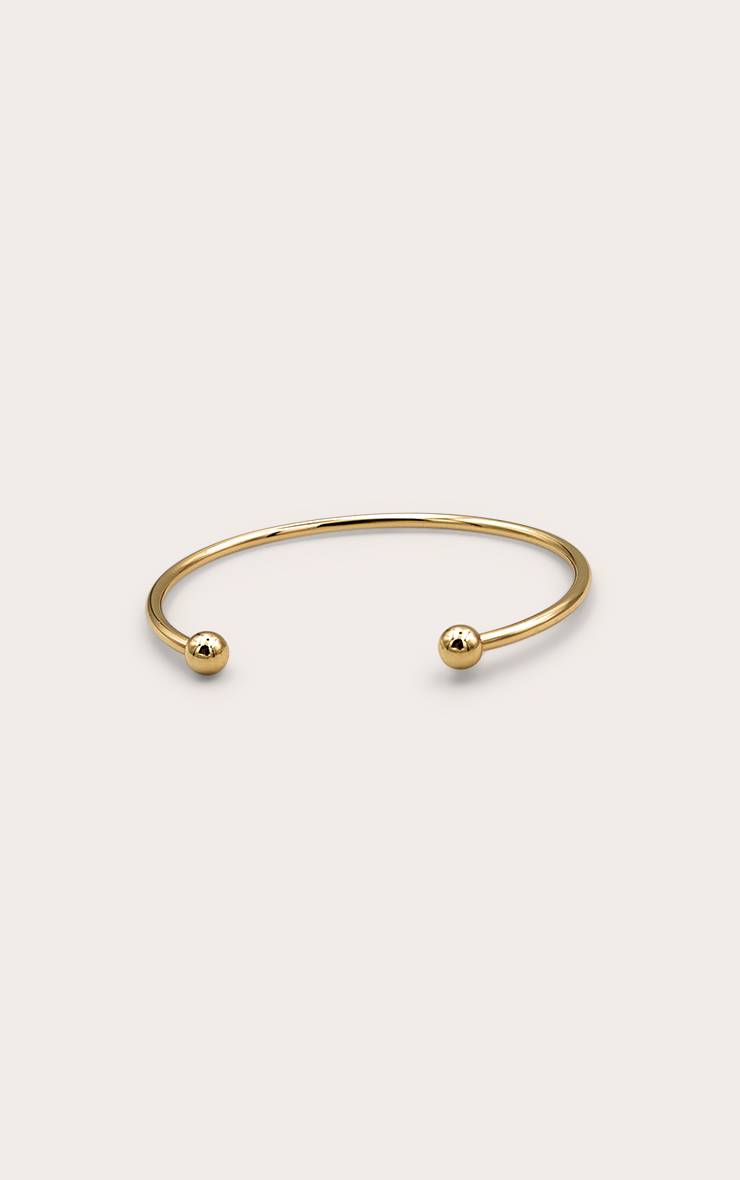 Doré Bracelet Jonc Fin Simple Plaqué Or Véritable