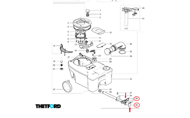 Thetford Griff Abdeckung passend zu Abwassertank C250 - C260