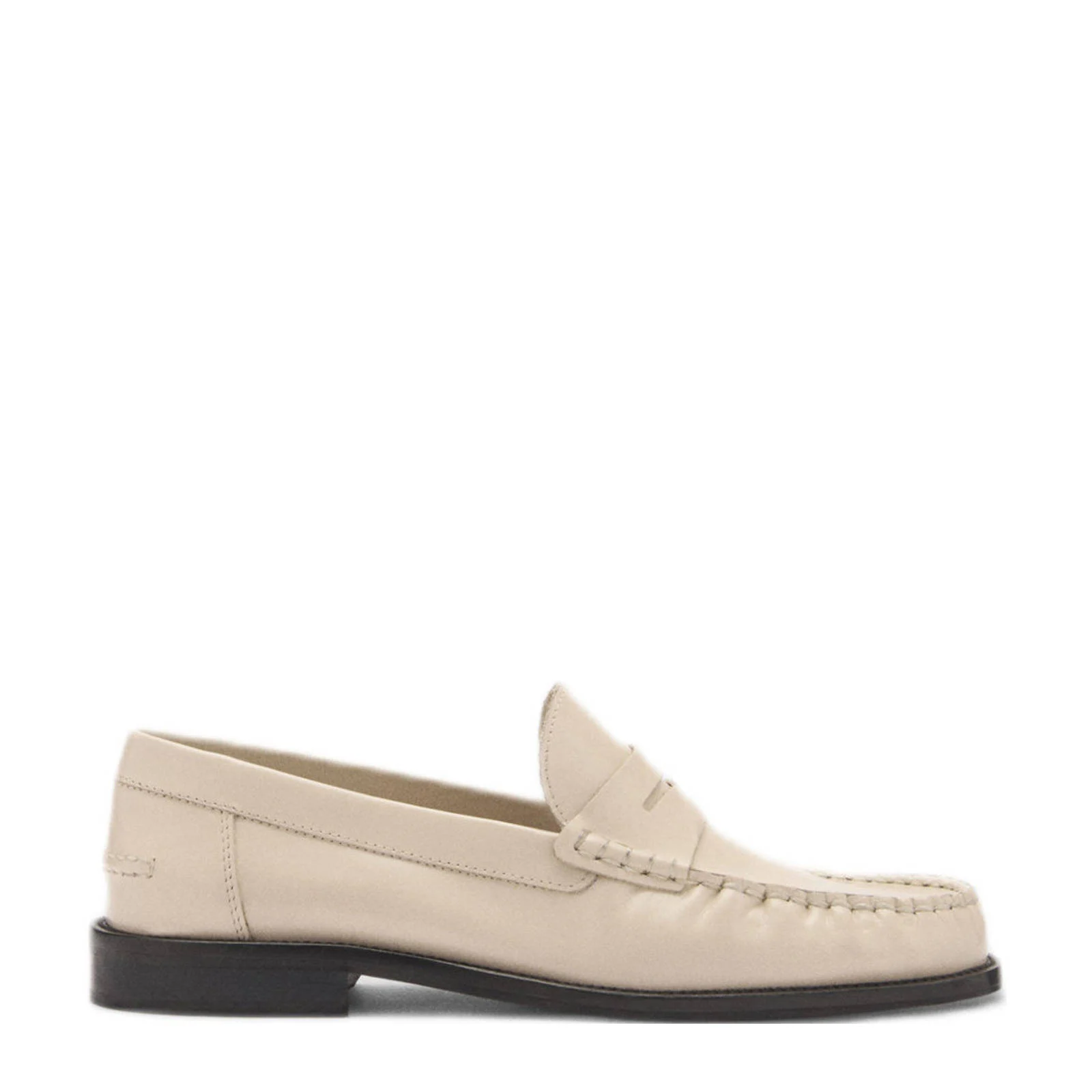 Mango leren loafers lichtbeige