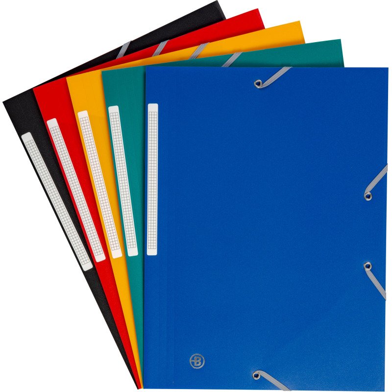 Chemise à élastique 3 rabats plastique Bruneau 24 x 32 cm dos 3 cm couleurs assorties