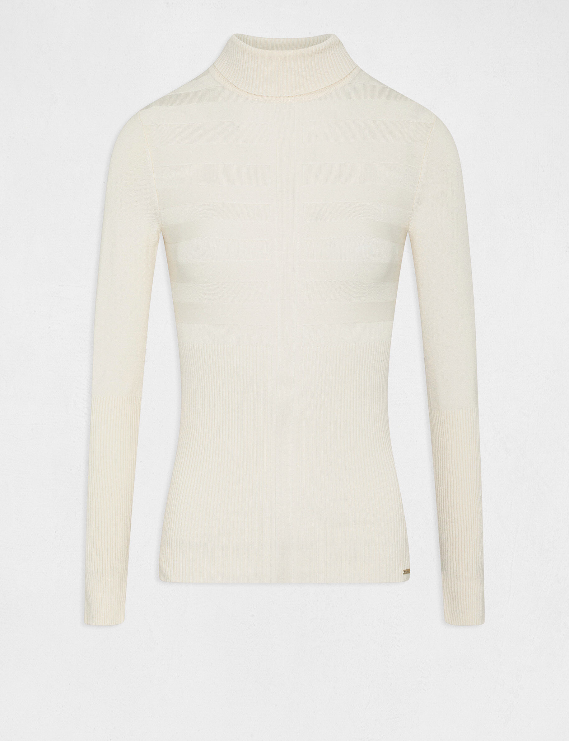 Pull manches longues col roulé ivoire femme - ivoire