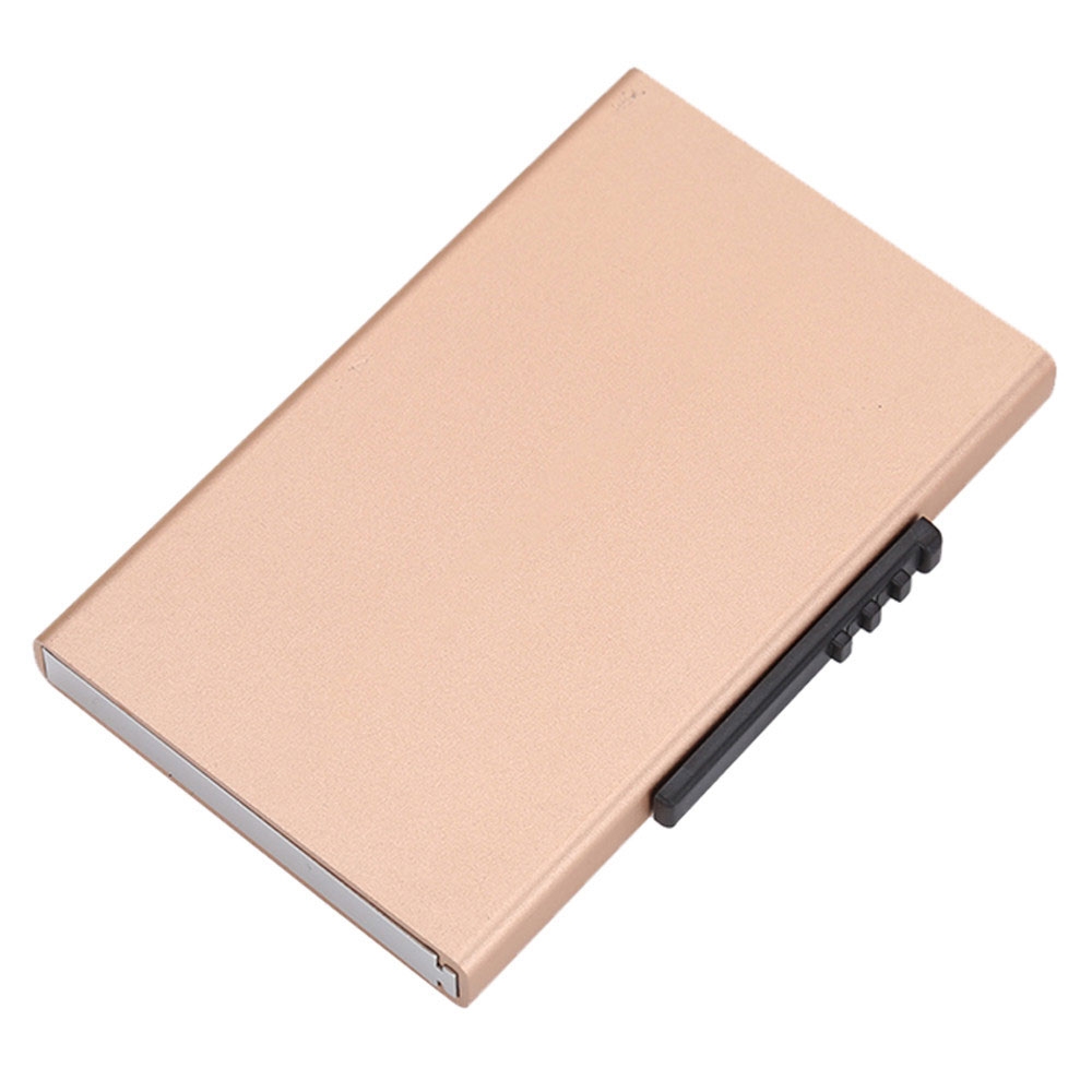 Mini Kreditkarten Alu Etui mit Kartenauswurf-Mechanismus (RFID Schutz) - Gold