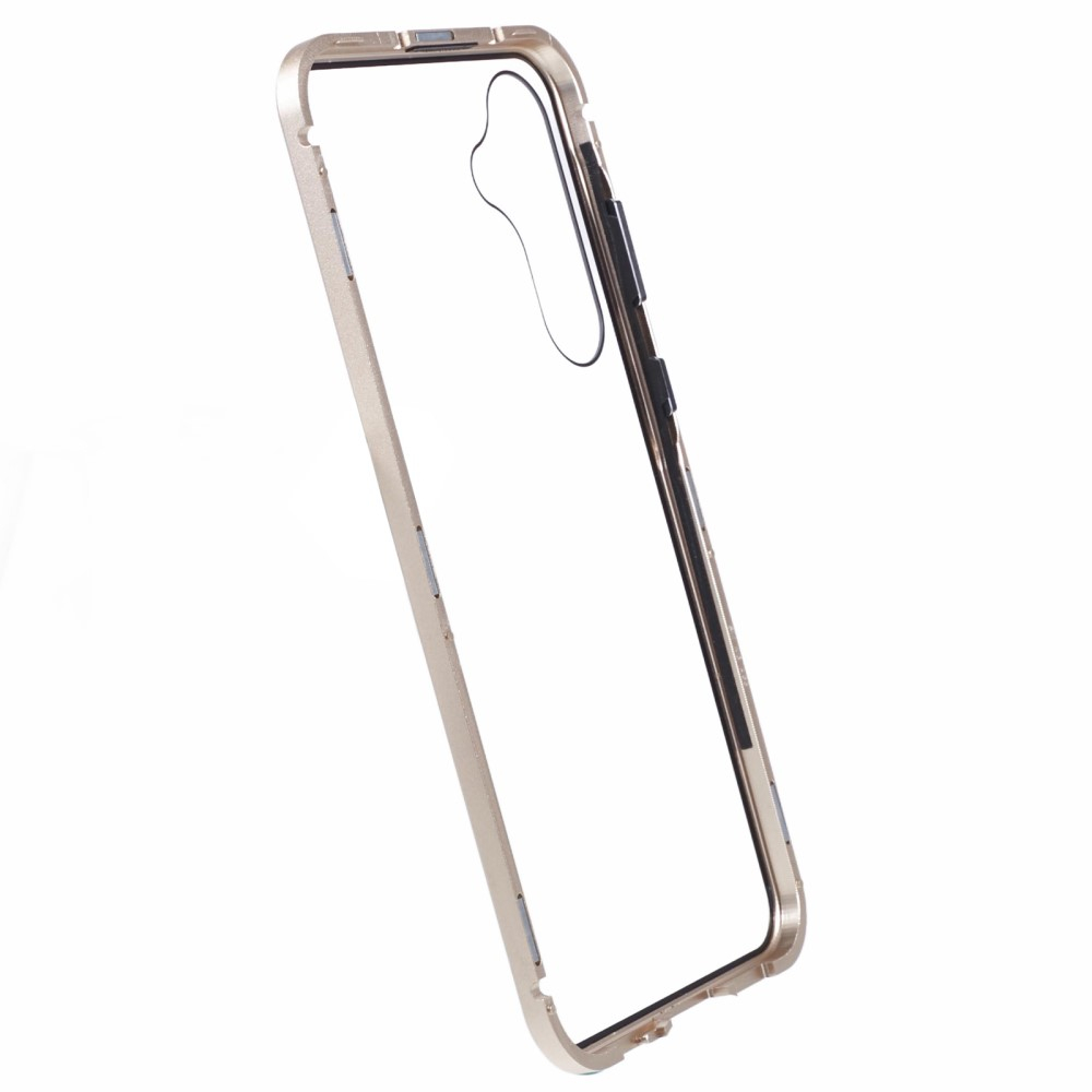 Samsung Galaxy A55 Magnetische Alu Schutzhülle mit Panzer Glas Backcover   Displayschutz (Magnet-Technologie) - Champagner
