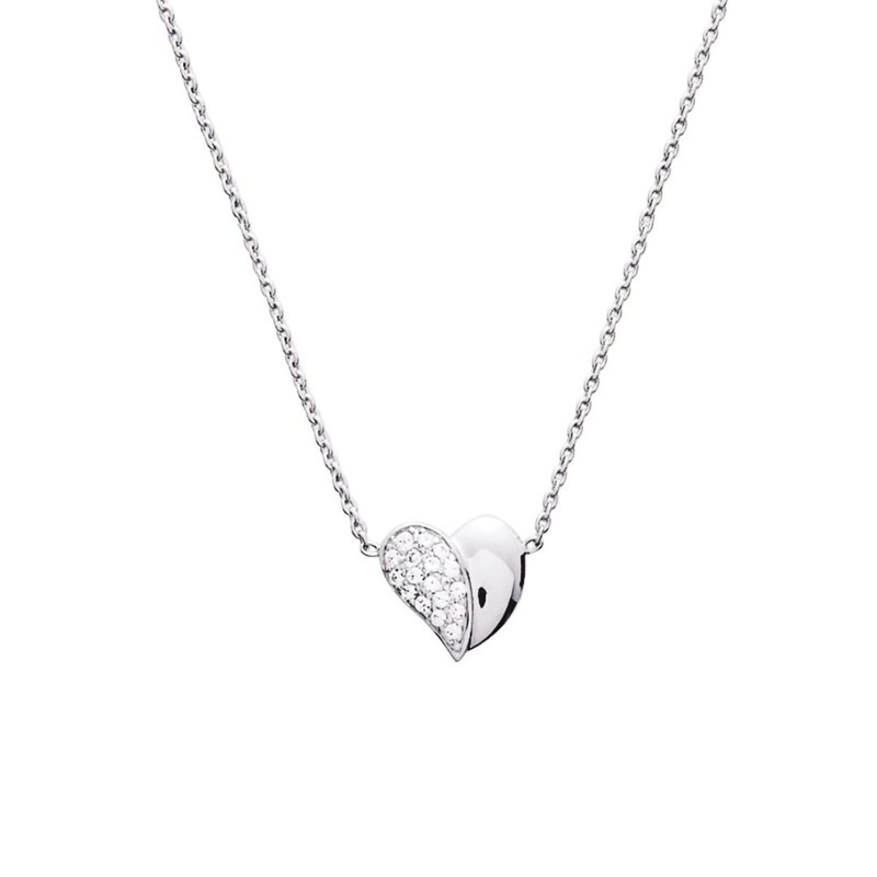 Collier coeur Femme - Oxyde de zirconium - Argent 925 - Longueur : 42 cm