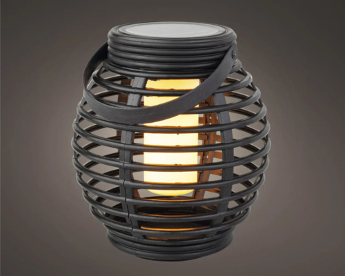 Lumineo solarlantaarn, kunststof, zwart, warm wit