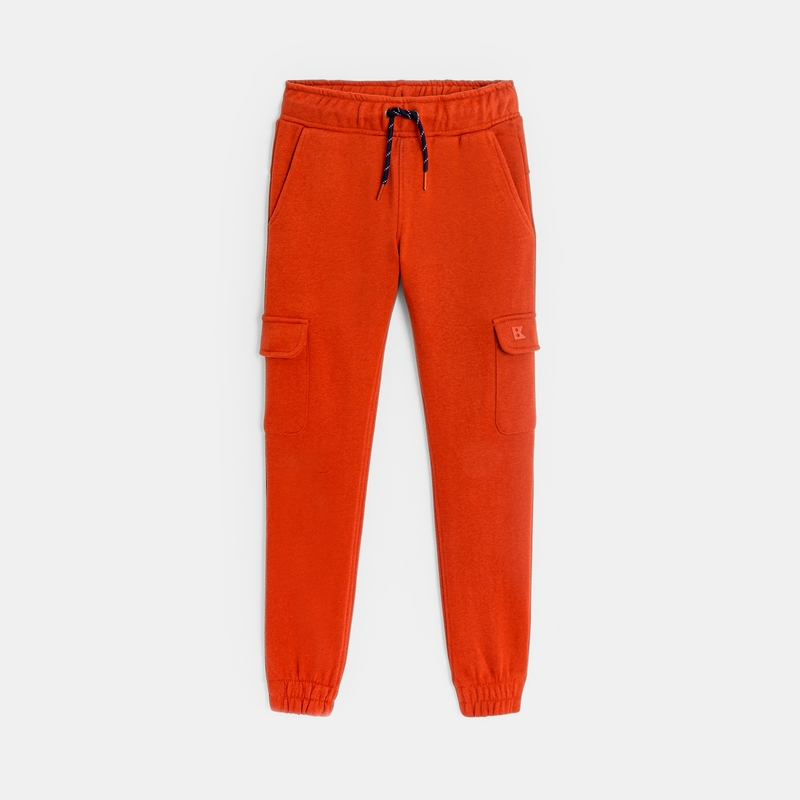 Jogging uni à poches cargo orange garçon