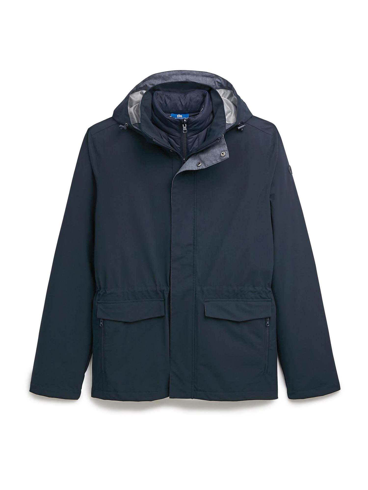 Parka Homme 3 en 1 Matières Recyclées Imperméable Marine