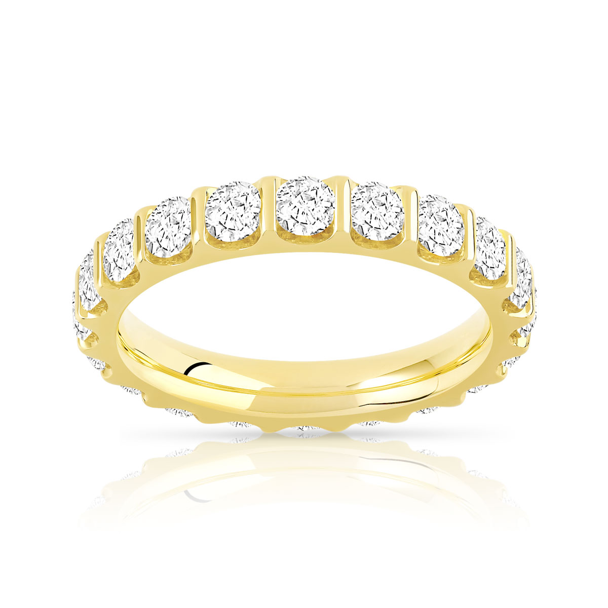 Alliance or 750 jaune diamants synthétiques total 2 carats