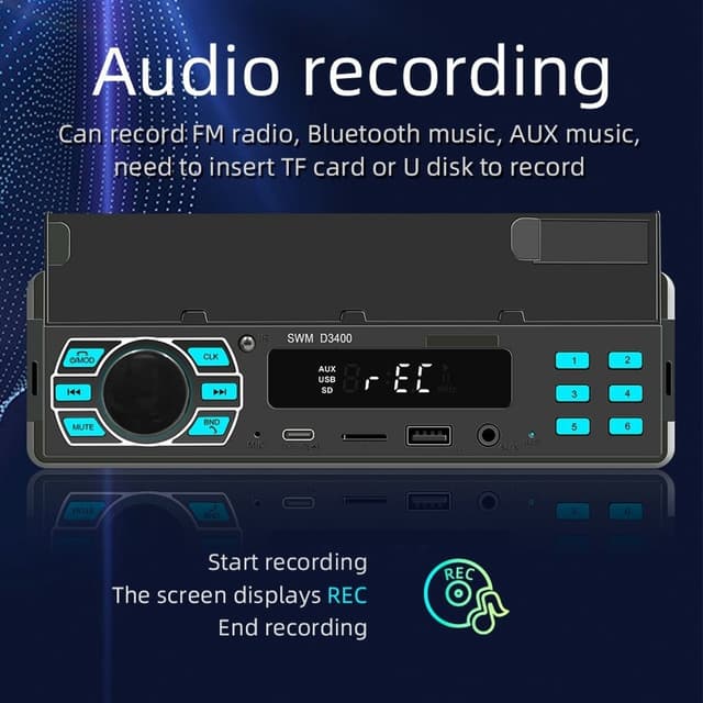 Bluetooth Stereo Bil Stereo FM Radio MP3-afspiller Telefonholder