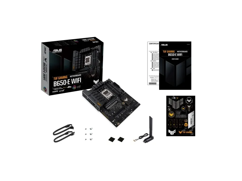 ASUS TUF GAMING B650-E WIFI - Bundkort - ATX - Socket AM5 - AMD B650 Chipset - USB-C Gen2, USB 3.1 Gen 2 - Wi-Fi 6E, Bluetooth - onboard grafik (CPU påkrævet) - HD Audio (8-kanaler)