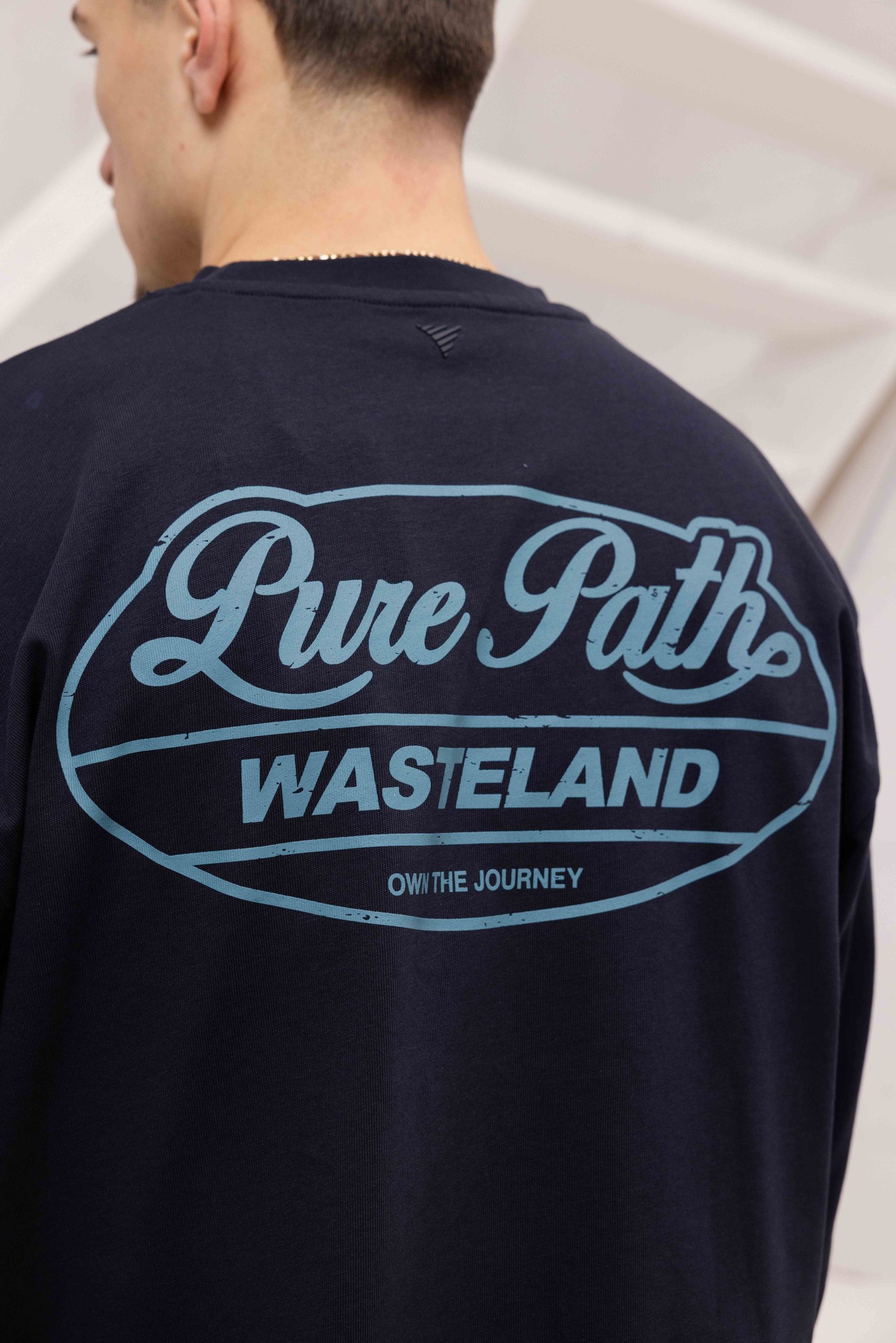 Pure Path Wasteland Patches Longsleeve T-Shirt Heren Donkerblauw