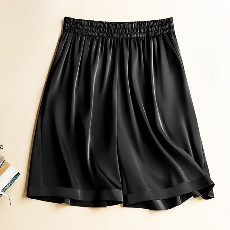 Fluffush - Effen satijnen shorts met elastische taille